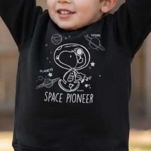 Minene Black Snoopy Space Hoodie Sweatshirt (Casual)